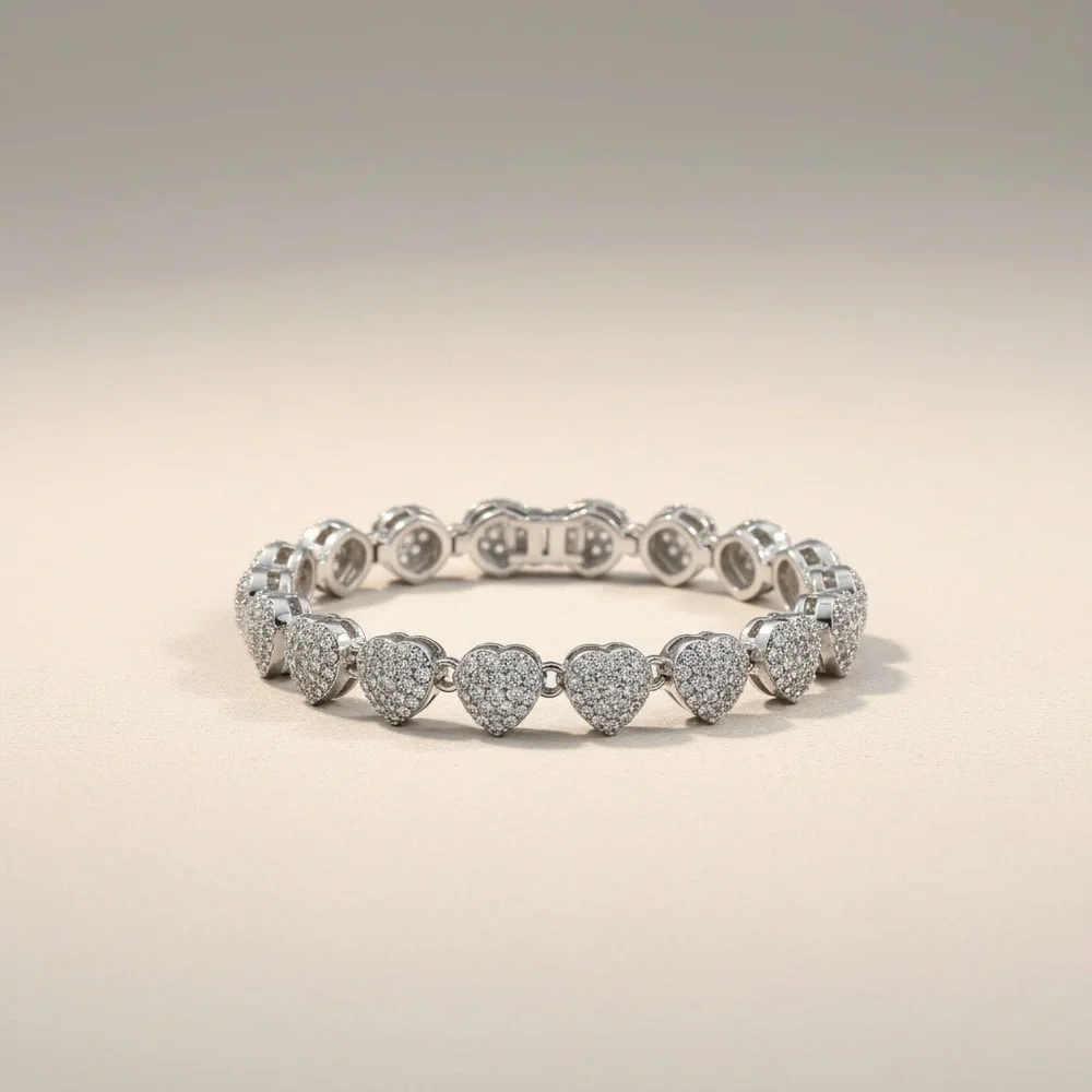 Elegant Silver Heart Bracelet